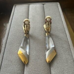 Alexis Bittar Asymmetrical Lucite/Gold Clip earrings
